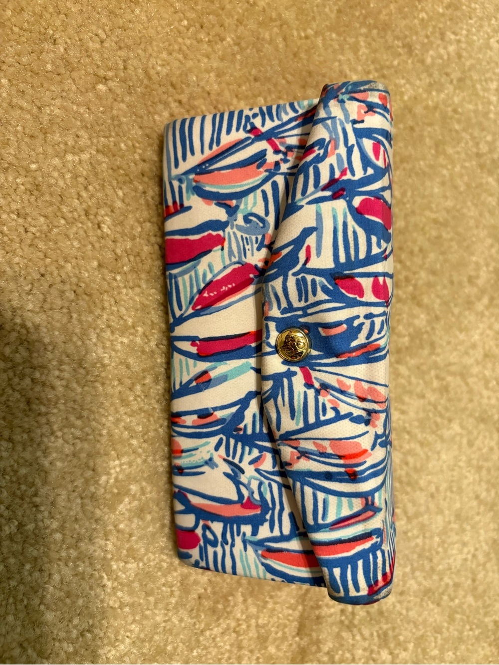 Lilly Pulitzer Pink Blue Patterned Sunglasses Case